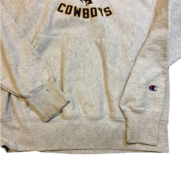 Wyoming Cowboys Hoodie Size Small Champion Reverse Weave Grey Pullover y2k - Picture 4 of 10